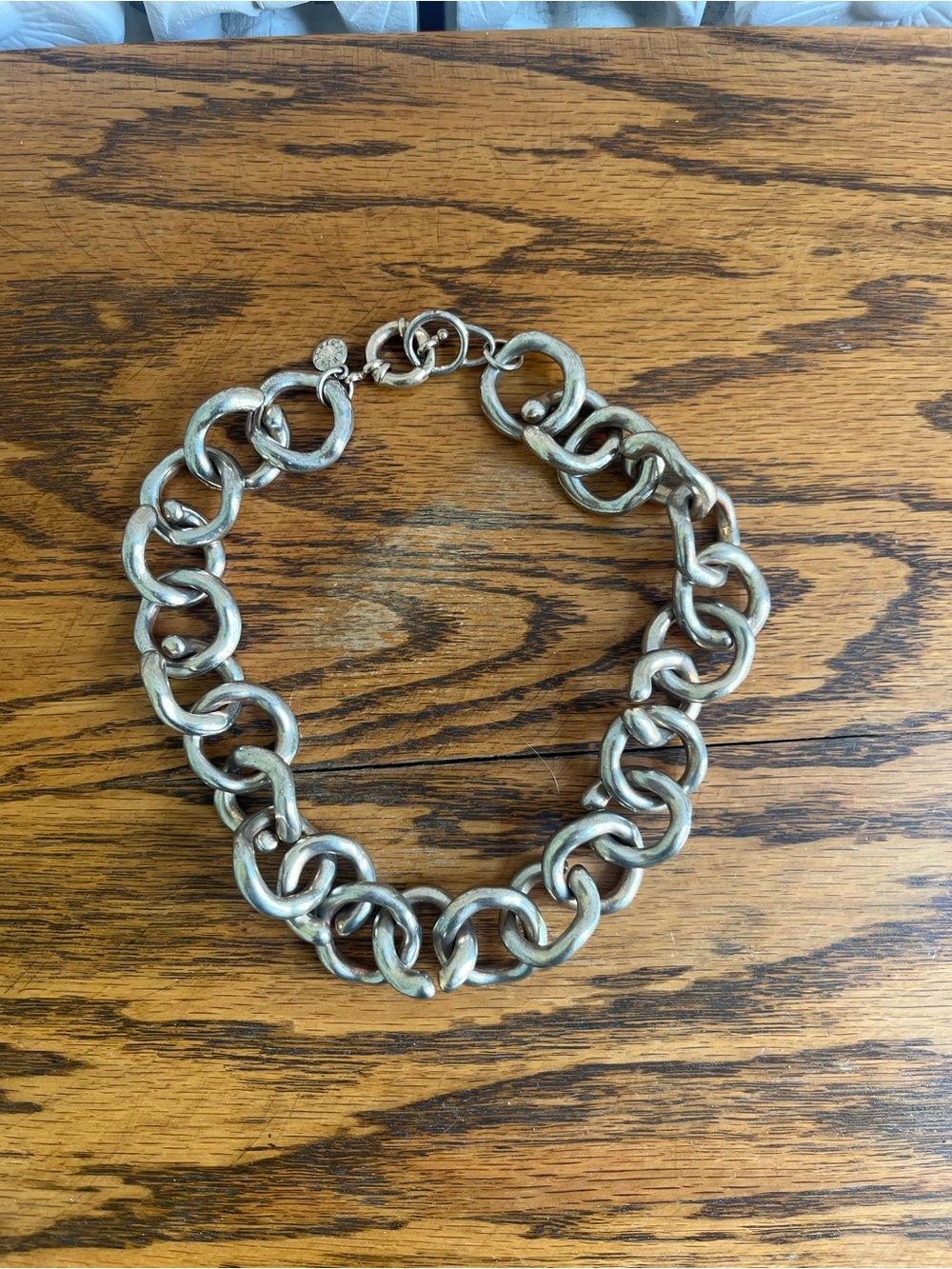 J.Crew Chunky Link Statement Necklace Antique Silver Tone 16.5”